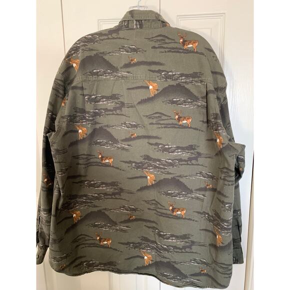 Columbia River Lodge button up shirt deer print on green XL - Picture 3 of 10